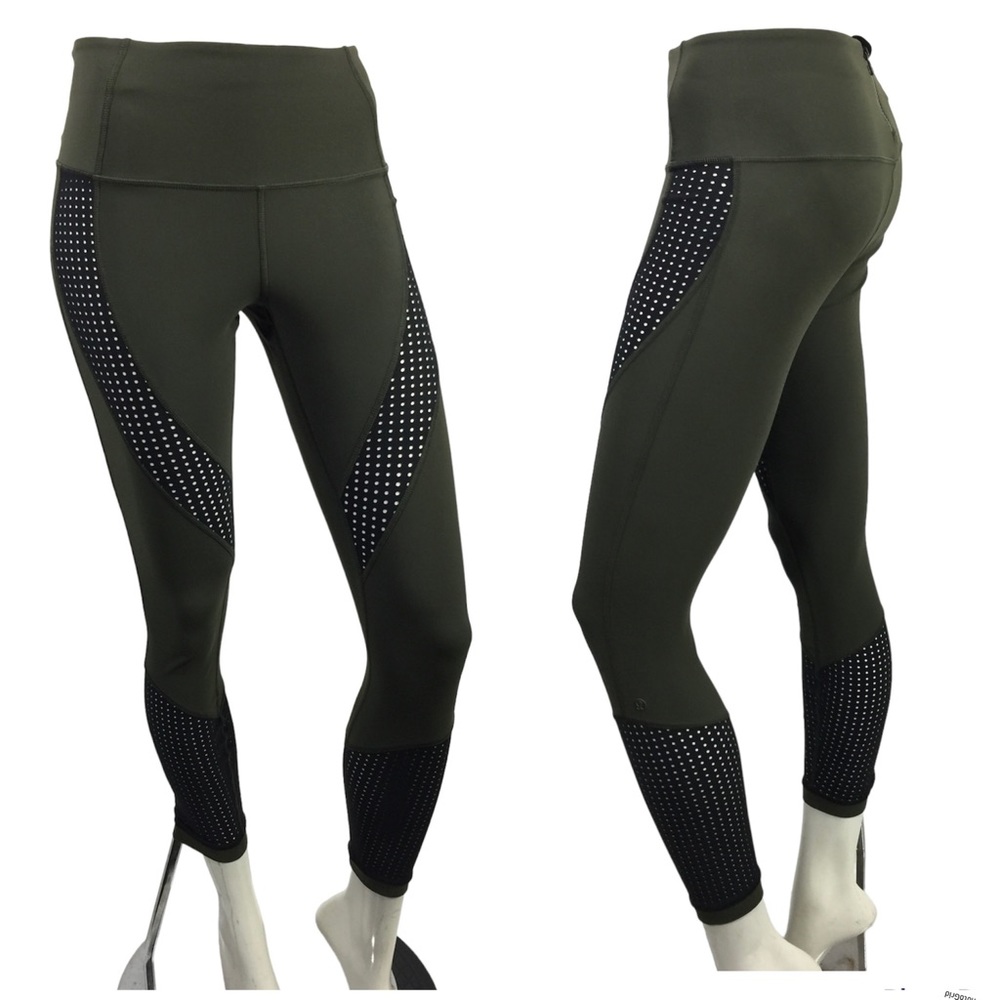 Lululemon Paddle Times Tights Dark Olive / Black
